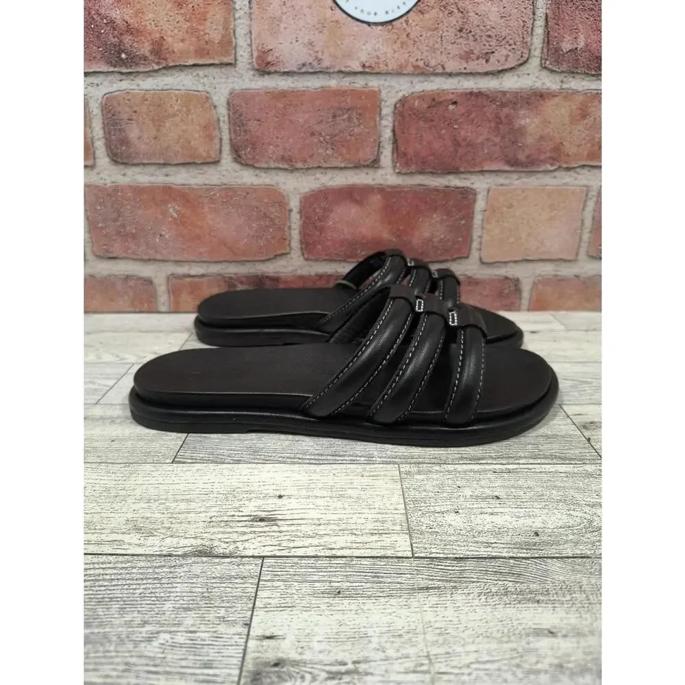 Olukai Tiare Slide Sandal Women's Size 6 Black Leather Strappy New With Tag - Picture 5 of 8